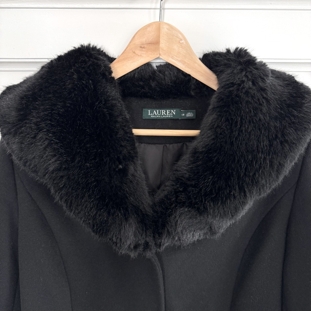 Lauren Ralph Lauren Faux Fur trim Wool Blend Coat